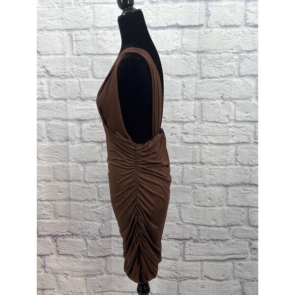 Shein Brown Rouched Bodicon Mini Dress XL - Picture 4 of 4